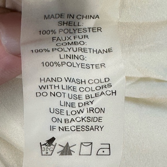 Riley & Ray Long Sleeve Teddy Faux Leather Detail Jacket - Cream - size Large - Picture 7 of 9